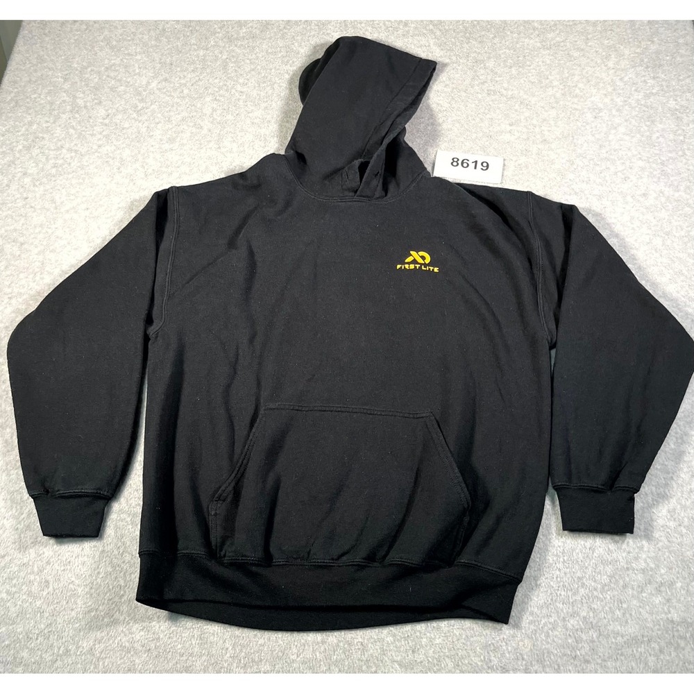 Gildan First Lite Hoodie Mens Large Black Cotton Graphic Hunting Deer Waterfowl